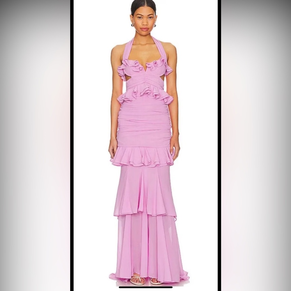 MAJORELLE Strapless Lilac Ruffle Dress